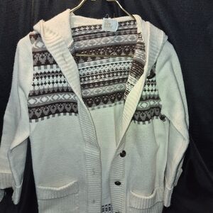 Vintage Cozy Hooded Cardigan with Pattern